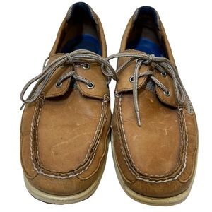 Sperry Men Lanyard Boat Shoe Nubuck Leather Tan Mesh 11.5 Cushioned Padded